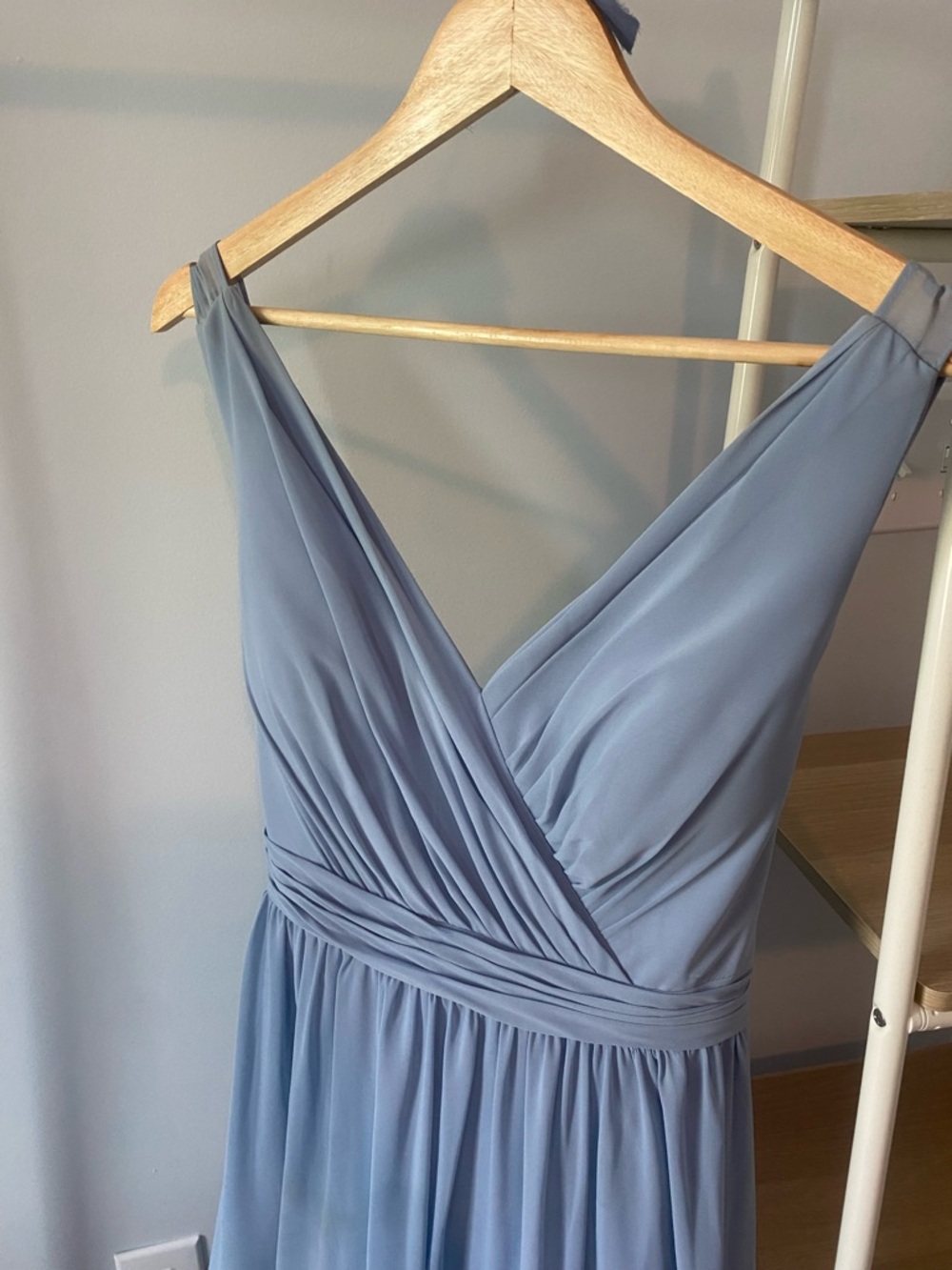 Azazie Dusty Blue Kora Pleated Chiffon Maxi Dress - Picture 5 of 8